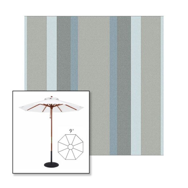 Picture of Marco Blue Grey | 9' Wood Frame Market Umbrella Sunbrella® Awning Fabric