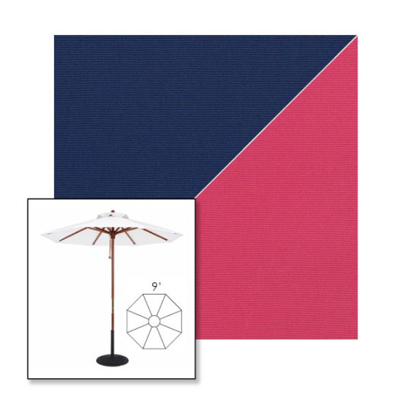 Picture of Marine Blue Pink | 9' Wood Frame Market Umbrella Sunbrella® Awning Fabric