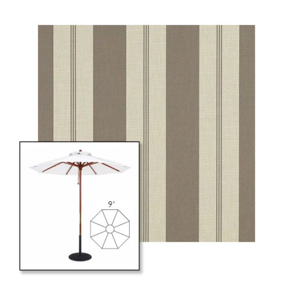 Picture of Moreland Taupe | 9' Wood Frame Market Umbrella Sunbrella® Awning Fabric