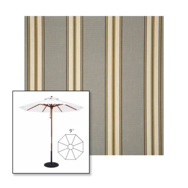 Picture of Preston Stone | 9' Wood Frame Market Umbrella Sunbrella® Awning Fabric