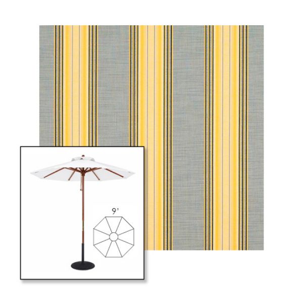 Picture of Rodanthe Metallic | 9' Wood Frame Market Umbrella Sunbrella® Awning Fabric