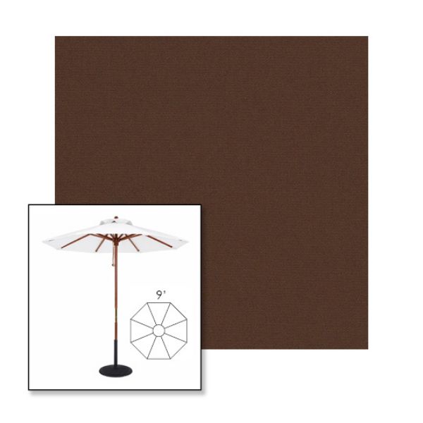Picture of True Brown | 9' Wood Frame Market Umbrella Sunbrella® Awning Fabric