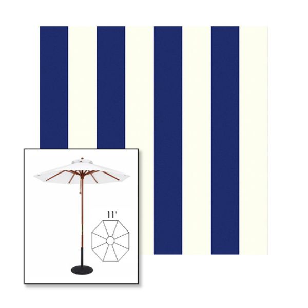 Picture of Beaufort Captain Navy | 11' Wood Frame Market Umbrella Sunbrella® Awning Fabric