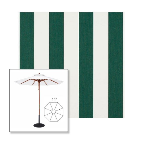 Picture of Beaufort Forest Green Natural | 11' Wood Frame Market Umbrella Sunbrella® Awning Fabric