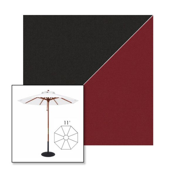 Picture of Black Burgundy | 11' Wood Frame Market Umbrella Sunbrella® Awning Fabric