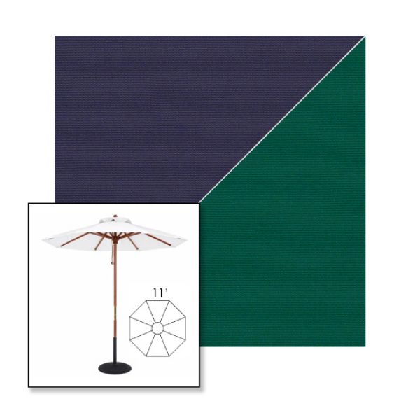 Picture of Captain Navy Forest Green | 11' Wood Frame Market Umbrella Sunbrella® Awning Fabric