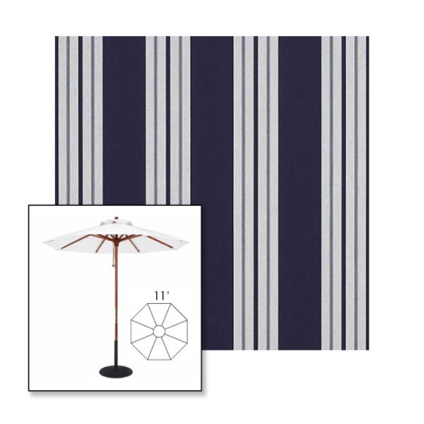 Picture of Captain Navy Natural Classic | 11' Wood Frame Market Umbrella Sunbrella® Awning Fabric