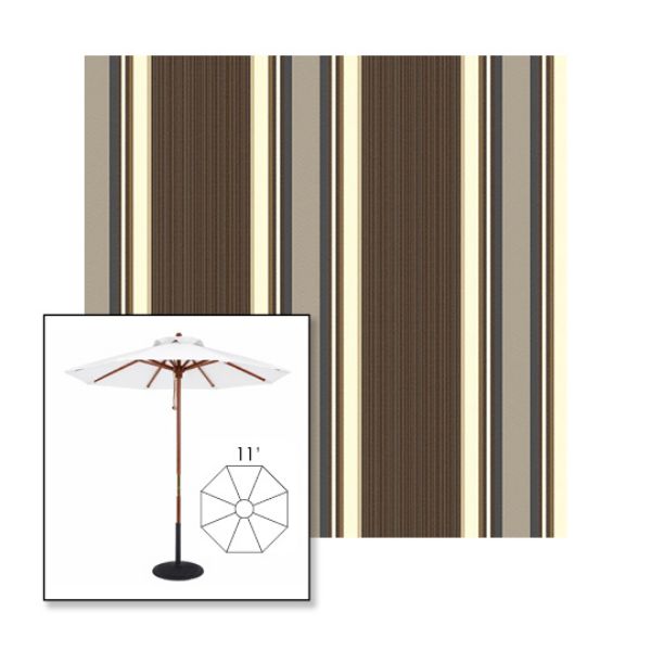 Picture of Emblem Badger | 11' Wood Frame Market Umbrella Sunbrella® Awning Fabric