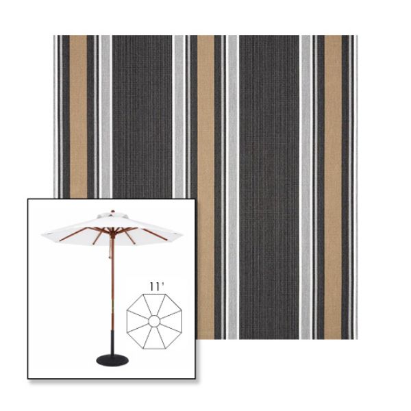Picture of Emblem Classic | 11' Wood Frame Market Umbrella Sunbrella® Awning Fabric