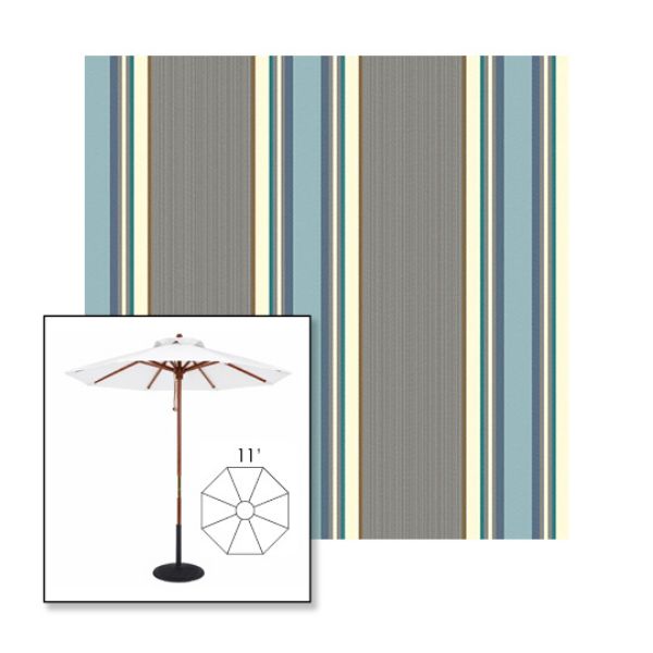 Picture of Emblem Dew | 11' Wood Frame Market Umbrella Sunbrella® Awning Fabric