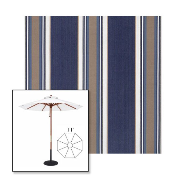 Picture of Emblem Navy | 11' Wood Frame Market Umbrella Sunbrella® Awning Fabric