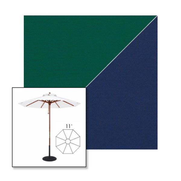 Picture of Forest Green Marine Blue | 11' Wood Frame Market Umbrella Sunbrella® Awning Fabric