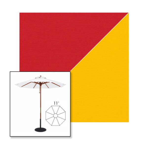 Picture of Jockey Red Yellow | 11' Wood Frame Market Umbrella Sunbrella® Awning Fabric