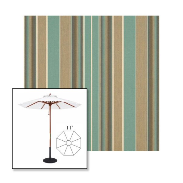 Picture of Kiawah Spa | 11' Wood Frame Market Umbrella Sunbrella® Awning Fabric
