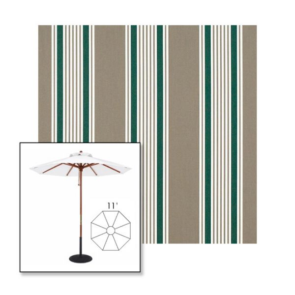 Picture of Taupe 2 | 11' Wood Frame Market Umbrella Sunbrella® Awning Fabric