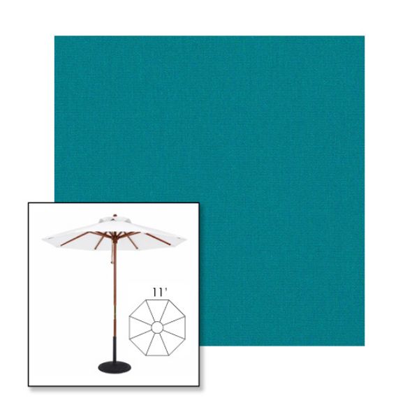 Picture of Turquoise | 11' Wood Frame Market Umbrella Sunbrella® Awning Fabric
