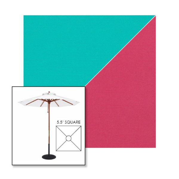 Picture of Aruba Pink | 5.5' Wood Square Frame Market Umbrella Sunbrella® Awning Fabric