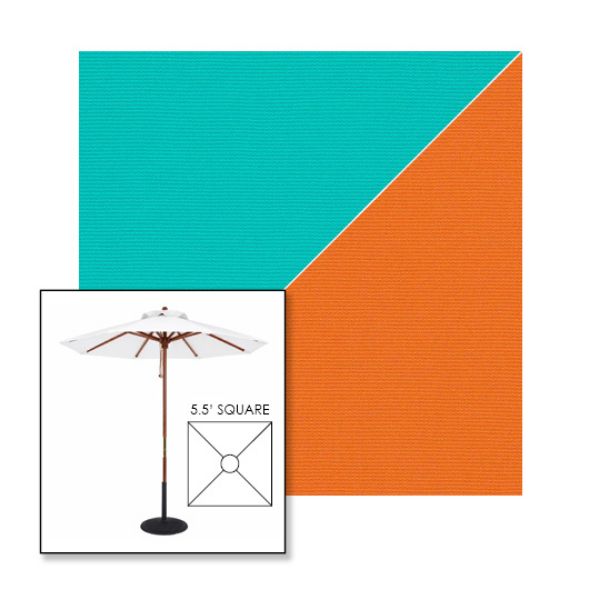 Picture of Aruba Tuscan | 5.5' Wood Square Frame Market Umbrella Sunbrella® Awning Fabric
