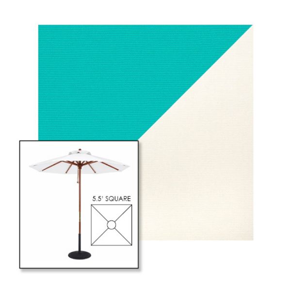 Picture of Aruba White | 5.5' Wood Square Frame Market Umbrella Sunbrella® Awning Fabric