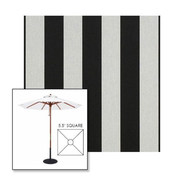 Picture of Beaufort Black White | 5.5' Wood Square Frame Market Umbrella Sunbrella® Awning Fabric