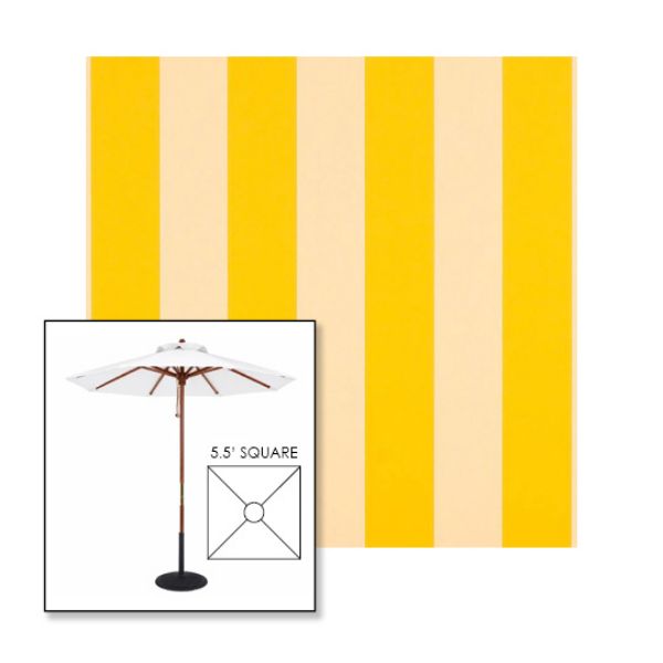 Picture of Beaufort Yellow White | 5.5' Wood Square Frame Market Umbrella Sunbrella® Awning Fabric