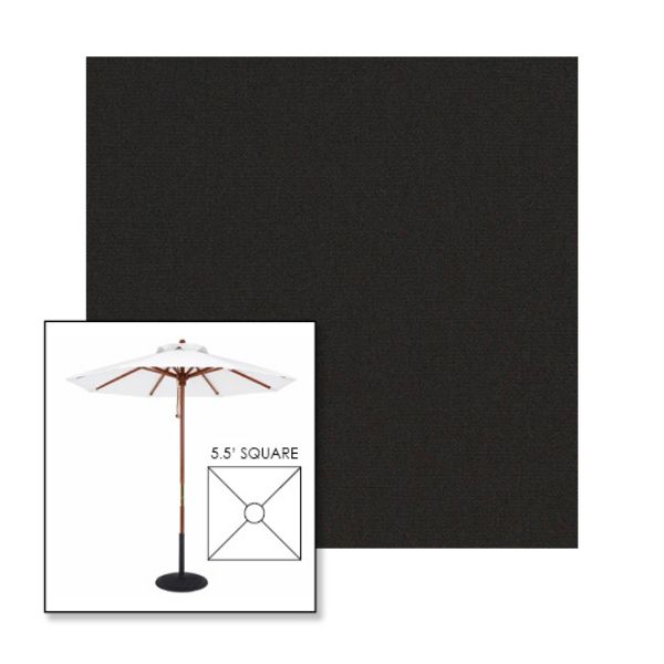 Picture of Black | 5.5' Wood Square Frame Market Umbrella Sunbrella® Awning Fabric