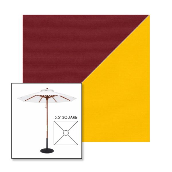 Picture of Burgundy Sunflower | 5.5' Wood Square Frame Market Umbrella Sunbrella® Awning Fabric