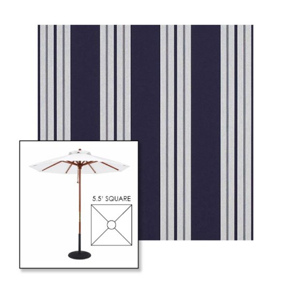 Picture of Captain Navy Natural Classic | 5.5' Wood Square Frame Market Umbrella Sunbrella® Awning Fabric