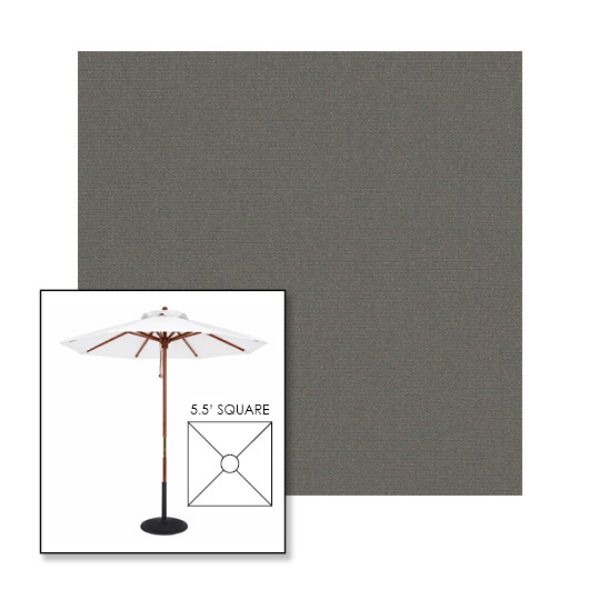 Picture of Charcoal Grey | 5.5' Wood Square Frame Market Umbrella Sunbrella® Awning Fabric