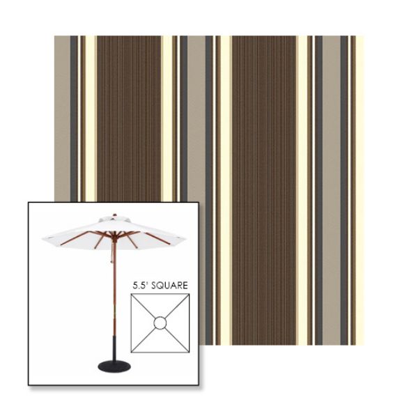 Picture of Emblem Badger | 5.5' Wood Square Frame Market Umbrella Sunbrella® Awning Fabric