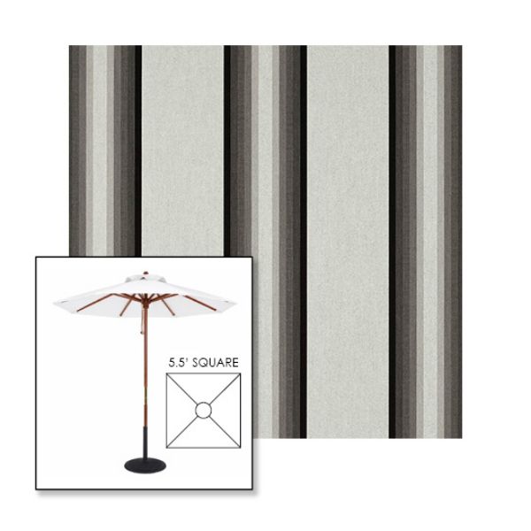 Picture of Grey Black White | 5.5' Wood Square Frame Market Umbrella Sunbrella® Awning Fabric