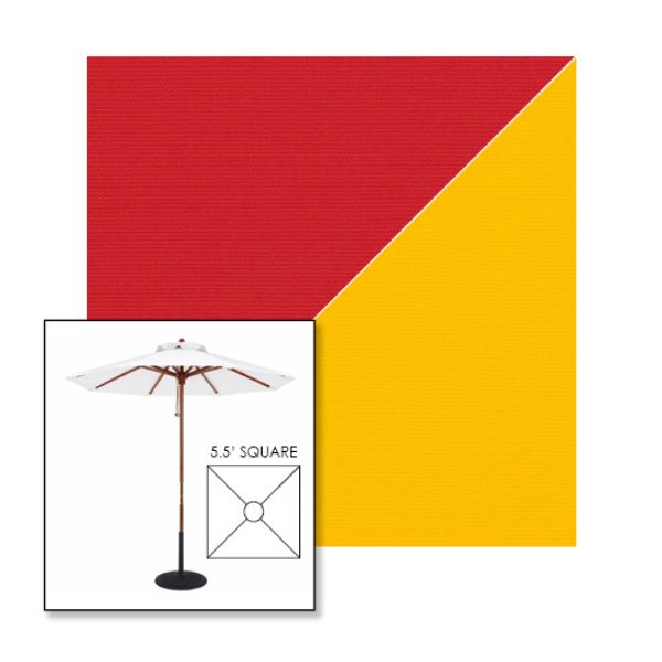 Picture of Jockey Red Yellow | 5.5' Wood Square Frame Market Umbrella Sunbrella® Awning Fabric