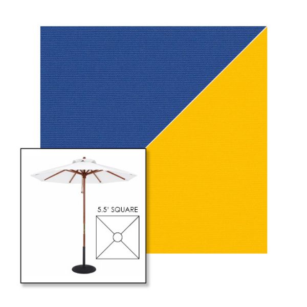 Picture of Mediterranean Blue Sunflower | 5.5' Wood Square Frame Market Umbrella Sunbrella® Awning Fabric