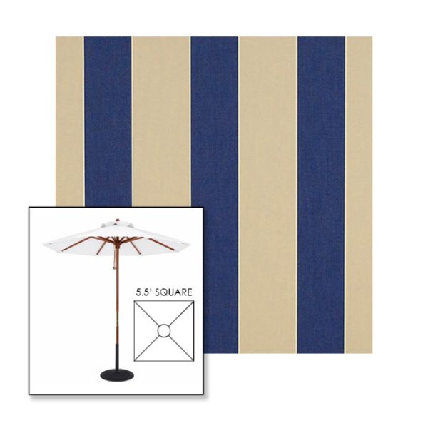 Picture of Mediterranean Canvas Block | 5.5' Wood Square Frame Market Umbrella Sunbrella® Awning Fabric
