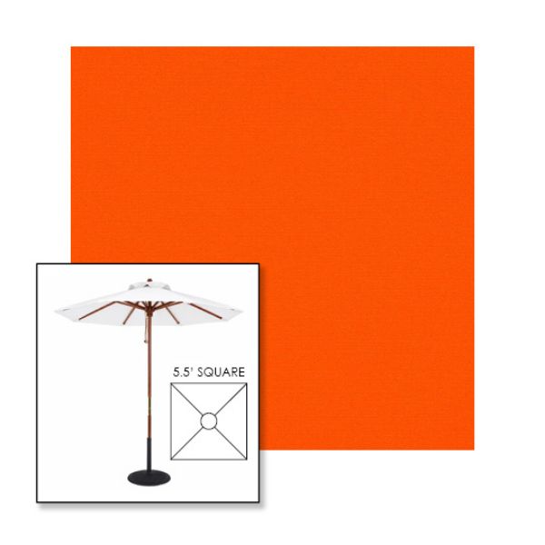 Picture of Orange | 5.5' Wood Square Frame Market Umbrella Sunbrella® Awning Fabric