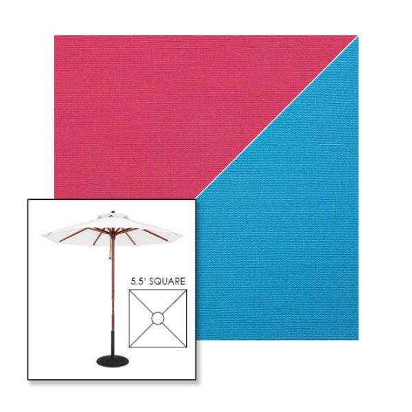 Picture of Pink Azure | 5.5' Wood Square Frame Market Umbrella Sunbrella® Awning Fabric