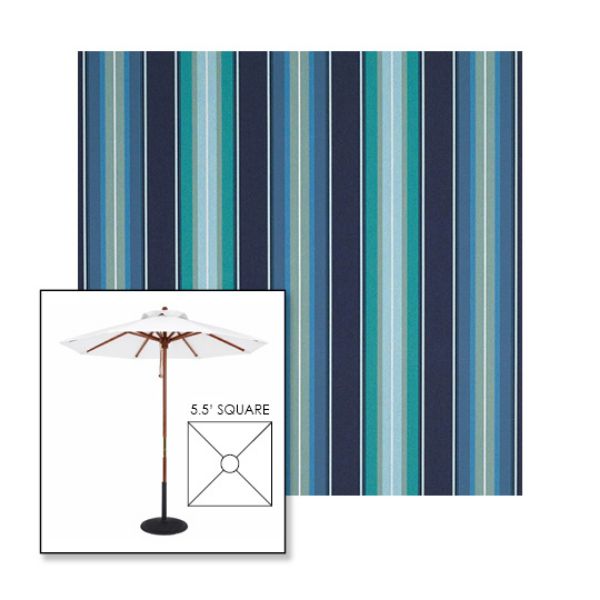 Picture of Saxon Cascade | 5.5' Wood Square Frame Market Umbrella Sunbrella® Awning Fabric