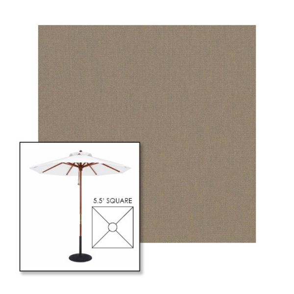Picture of Taupe | 5.5' Wood Square Frame Market Umbrella Sunbrella® Awning Fabric