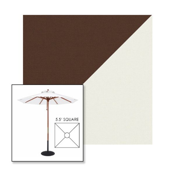 Picture of True Brown Natural | 5.5' Wood Square Frame Market Umbrella Sunbrella® Awning Fabric