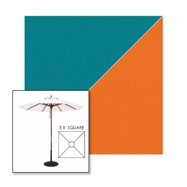 Picture of Turquoise Tuscan | 5.5' Wood Square Frame Market Umbrella Sunbrella® Awning Fabric