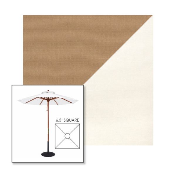 Picture of Beige White | 6.5' Wood Square Frame Market Umbrella Sunbrella® Awning Fabric