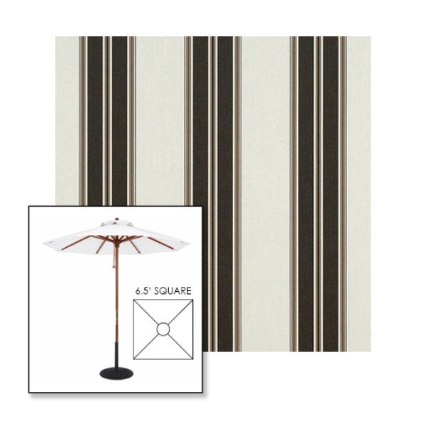 Picture of Black Taupe Fancy | 6.5' Wood Square Frame Market Umbrella Sunbrella® Awning Fabric