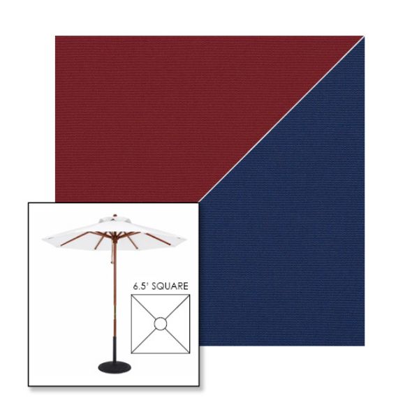 Picture of Burgundy Marine Blue | 6.5' Wood Square Frame Market Umbrella Sunbrella® Awning Fabric
