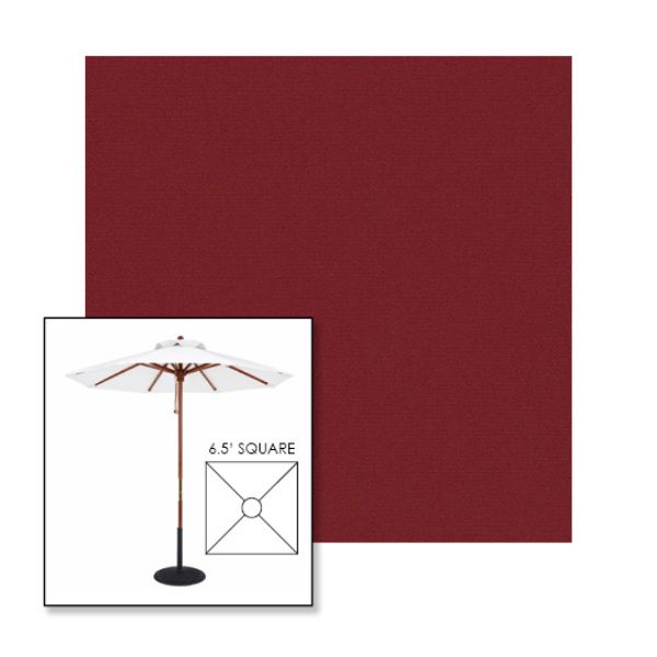 Picture of Burgundy | 6.5' Wood Square Frame Market Umbrella Sunbrella® Awning Fabric