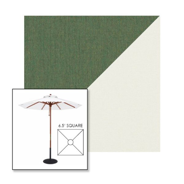Picture of Fern Natural | 6.5' Wood Square Frame Market Umbrella Sunbrella® Awning Fabric