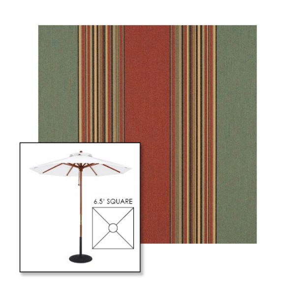 Picture of Henna Fern Vintage | 6.5' Wood Square Frame Market Umbrella Sunbrella® Awning Fabric