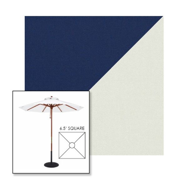 Picture of Marine Blue Silver | 6.5' Wood Square Frame Market Umbrella Sunbrella® Awning Fabric