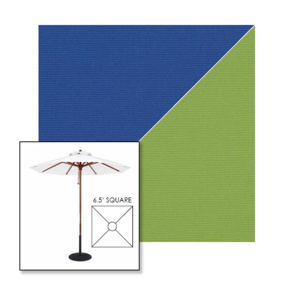 Picture of Mediterranean Blue Ginkgo | 6.5' Wood Square Frame Market Umbrella Sunbrella® Awning Fabric