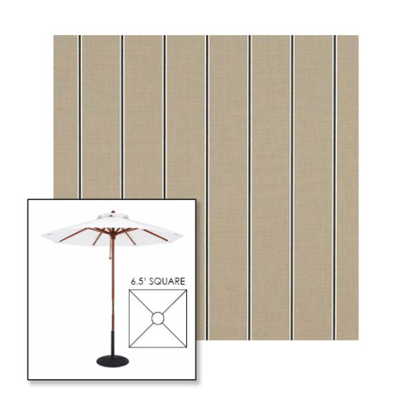 Picture of Putty Regimental | 6.5' Wood Square Frame Market Umbrella Sunbrella® Awning Fabric