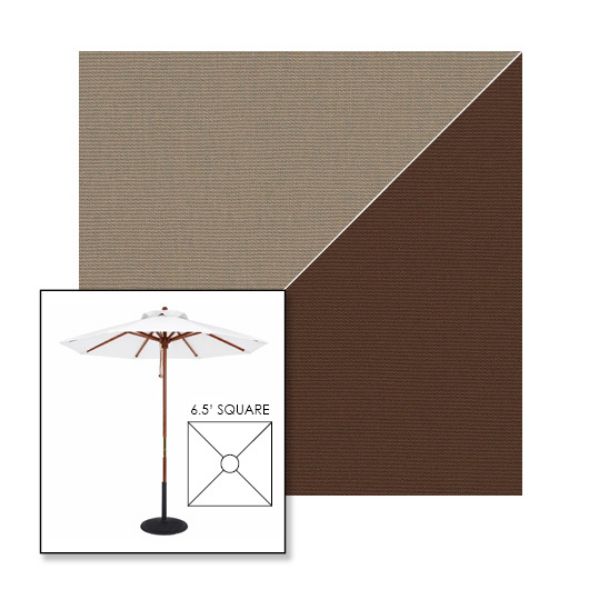 Picture of Taupe True Brown | 6.5' Wood Square Frame Market Umbrella Sunbrella® Awning Fabric